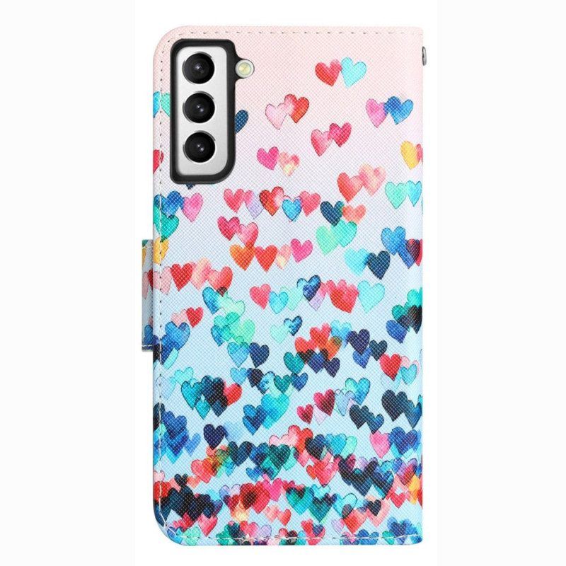 Flip Case Für Samsung Galaxy S23 Plus 5G Mit Kordel Nur Strappy Hearts