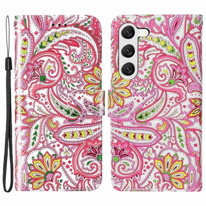 Flip Case Für Samsung Galaxy S23 Plus 5G Mit Kordel Riemchen-kaschmir-stil