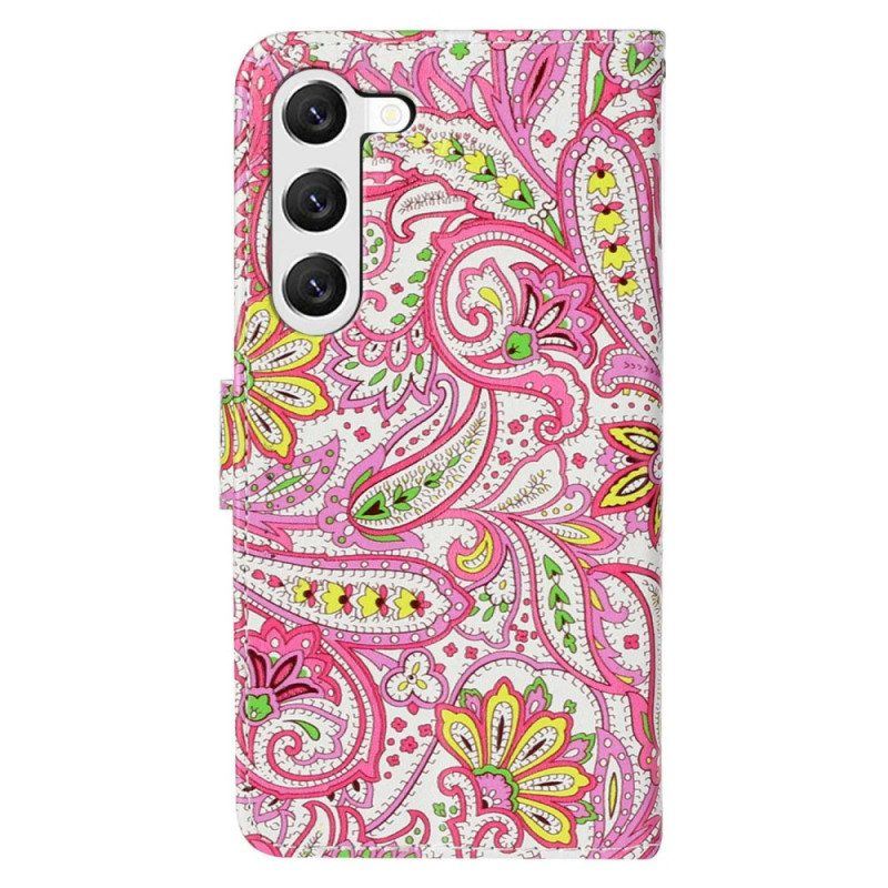 Flip Case Für Samsung Galaxy S23 Plus 5G Mit Kordel Riemchen-kaschmir-stil