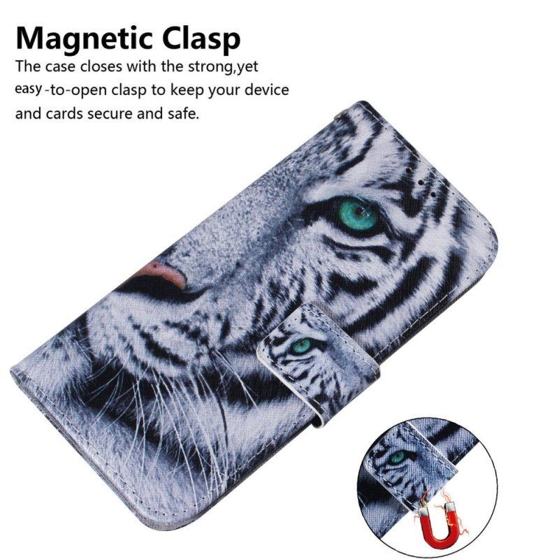 Flip Case Für Samsung Galaxy S23 Plus 5G Weißer Tiger