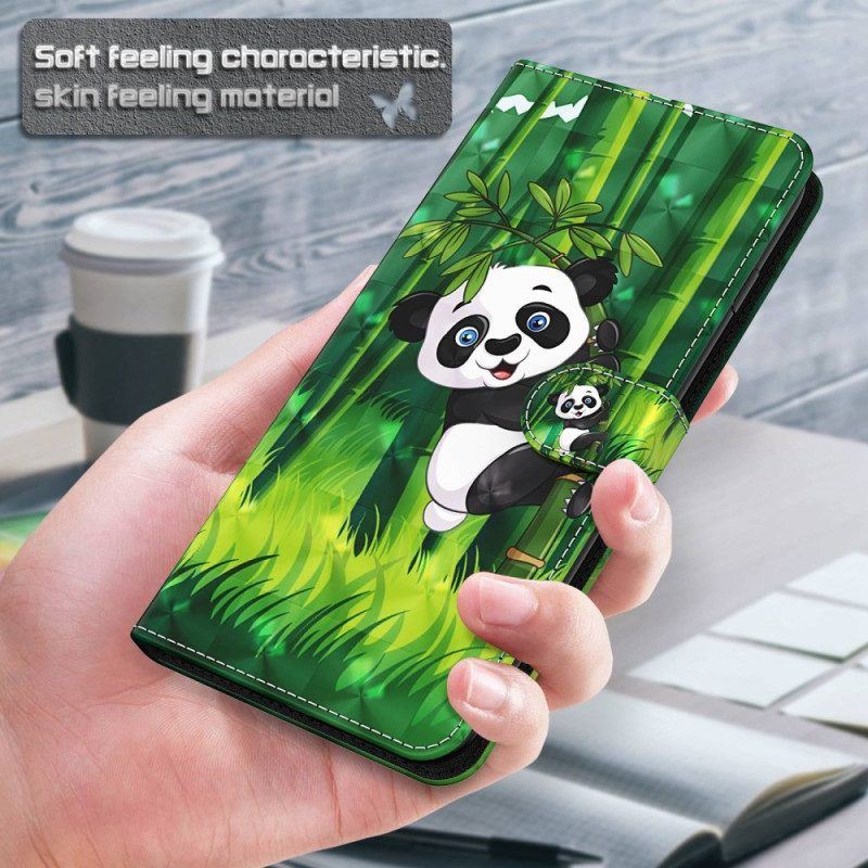 Lederhüllen Für Samsung Galaxy S23 Plus 5G Mit Kordel Panda Und Bambus Mit Schlüsselband