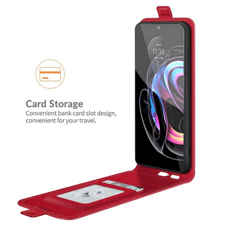 Lederhüllen Für Motorola Edge 20 Pro Anti-Sturz Flip Case Vertikales Kunstleder