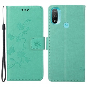 Flip Case Für Moto G71 5G Asiatische Schmetterlinge Und Blumen