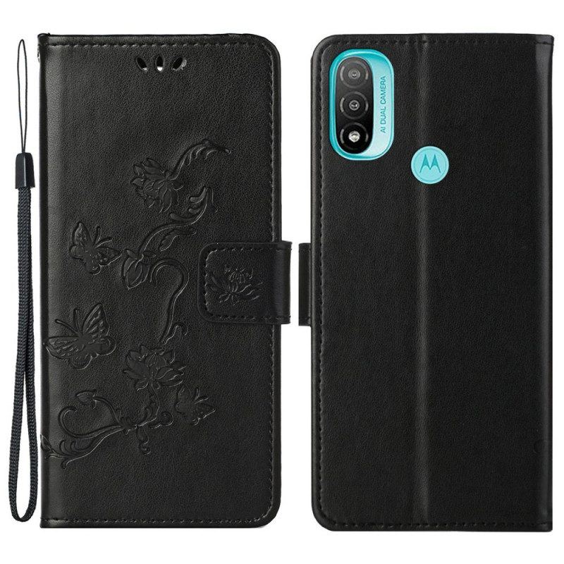 Flip Case Für Moto G71 5G Asiatische Schmetterlinge Und Blumen