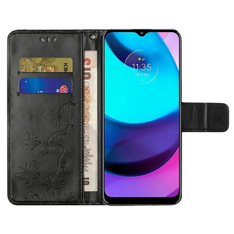 Flip Case Für Moto G71 5G Asiatische Schmetterlinge Und Blumen