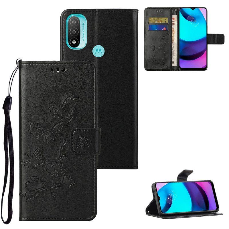 Flip Case Für Moto G71 5G Asiatische Schmetterlinge Und Blumen