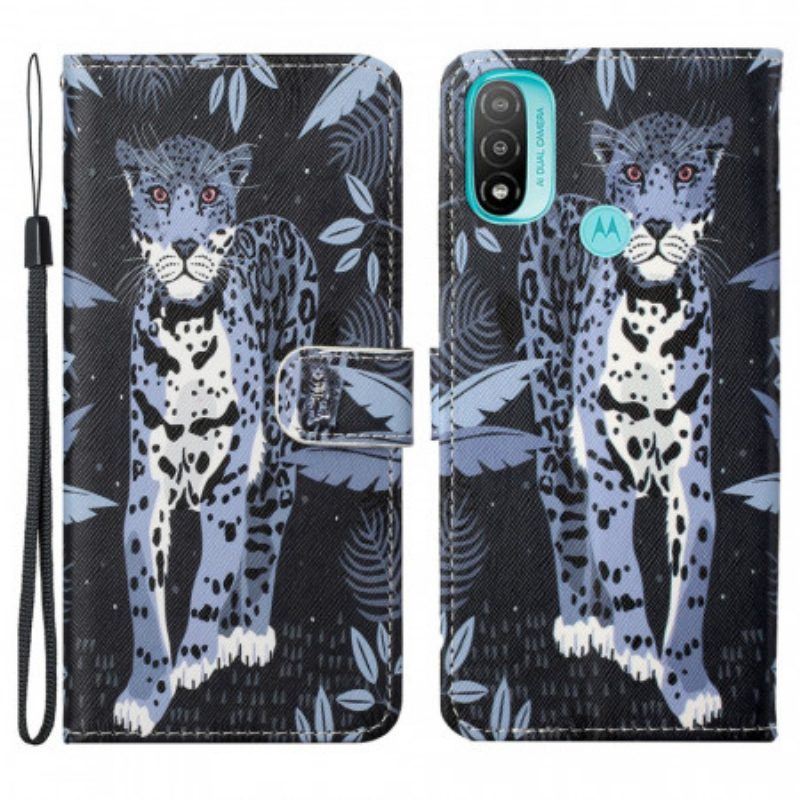 Flip Case Für Moto G71 5G Mit Kordel Riemchen-leopard