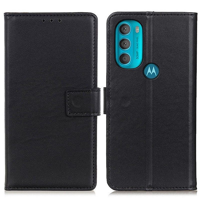 Flip Case Für Moto G71 5G Schlichtes Kunstleder