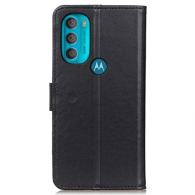 Flip Case Für Moto G71 5G Schlichtes Kunstleder