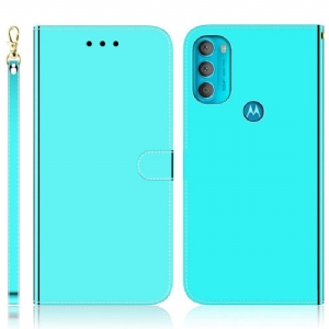 Flip Case Für Moto G71 5G Spiegelabdeckung Aus Kunstleder