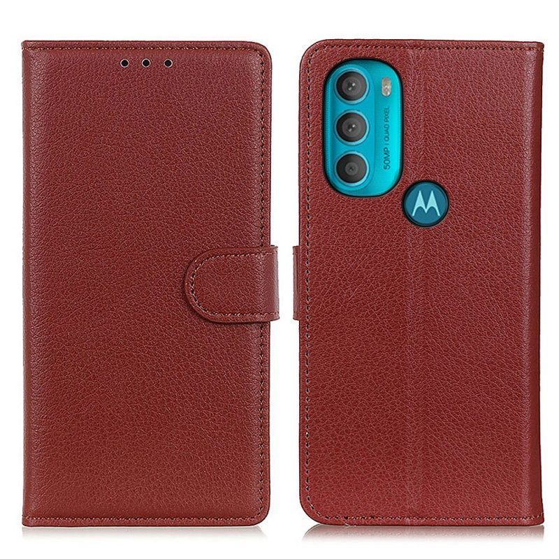 Flip Case Für Moto G71 5G Traditionell Litschi