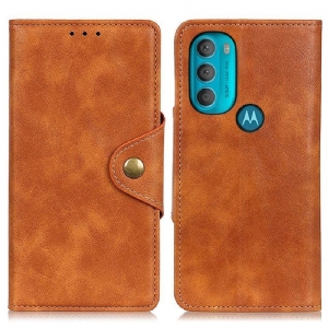 Flip Case Für Moto G71 5G Vintage Kunstleder Und Knopf