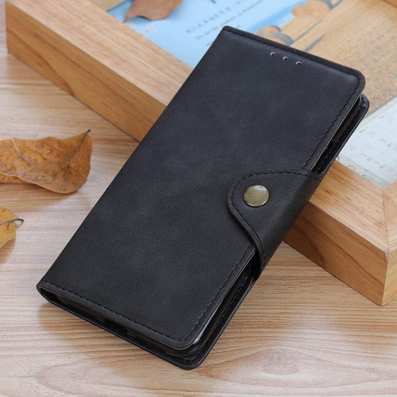 Flip Case Für Moto G71 5G Vintage Kunstleder Und Knopf