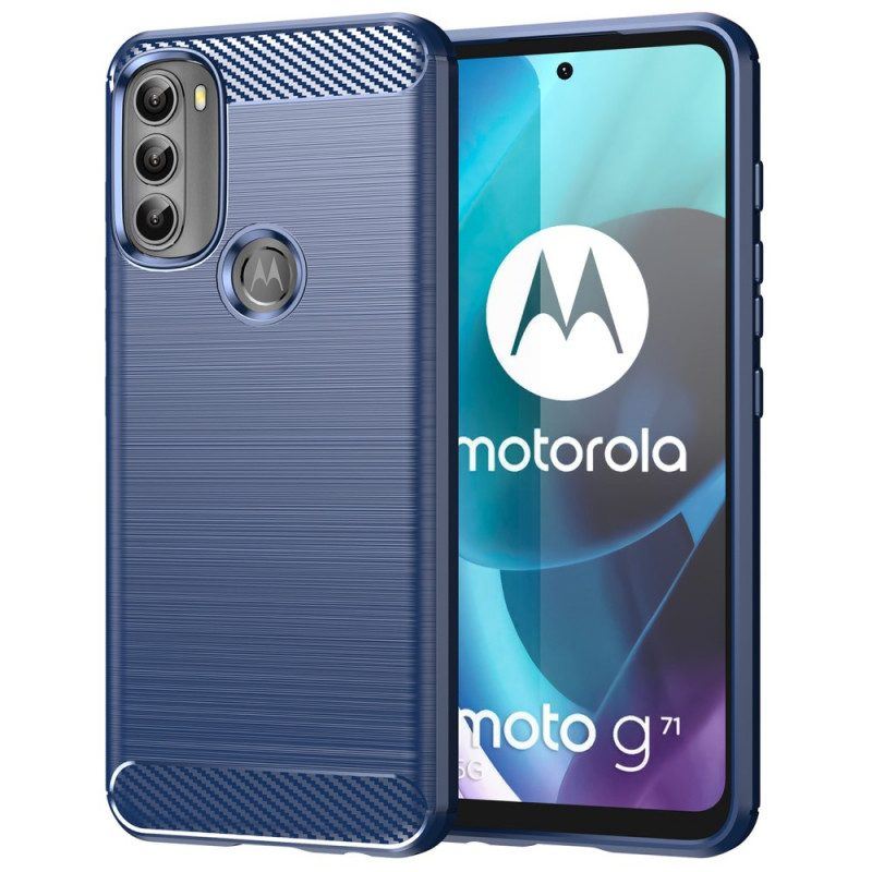 Handyhülle Für Moto G71 5G Gebürstete Kohlefaser