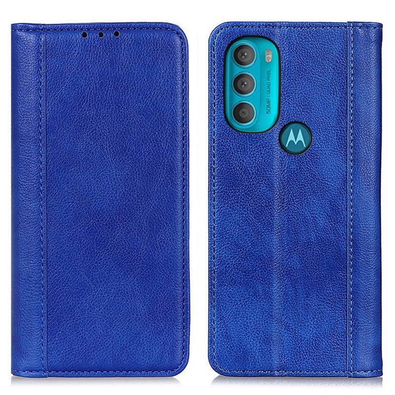 Schutzhülle Für Moto G71 5G Flip Case Eleganz Aus Gespaltenem Litschi-leder