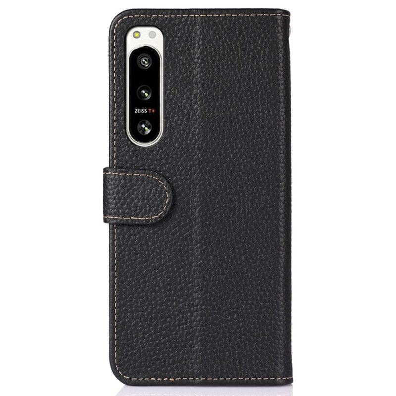 Flip Case Für Sony Xperia 5 IV Khazneh Litschi-leder