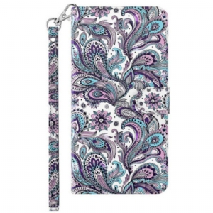 Flip Case Für Sony Xperia 5 IV Mit Kordel Riemchen-paisley-muster