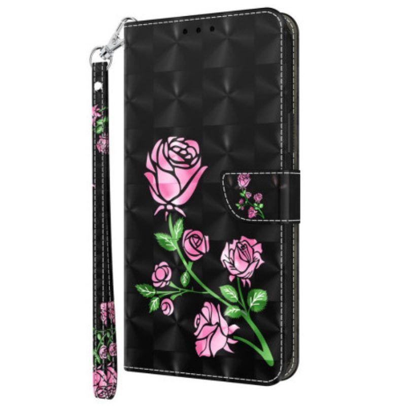 Flip Case Für Sony Xperia 5 IV Mit Kordel Riemenrosen