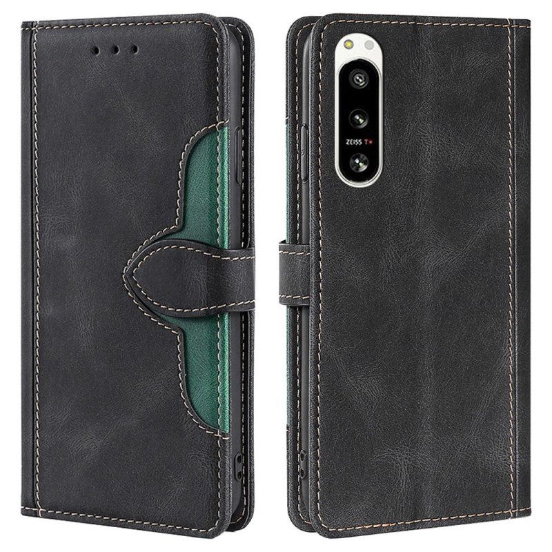 Flip Case Für Sony Xperia 5 IV Zweifarbiges Blumenmuster