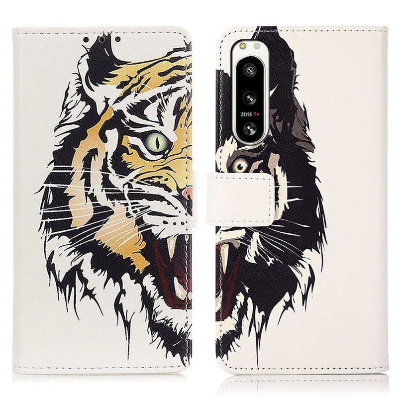 Lederhüllen Für Sony Xperia 5 IV Wilder Tiger