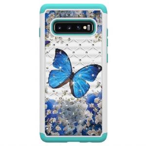 Hülle Für Samsung Galaxy S10 Plus Stoßfester Blauer Schmetterling