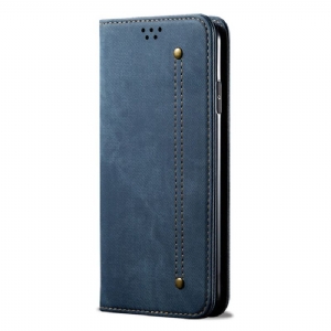 Flip Case Motorola Edge 50 Pro Jeansstoff