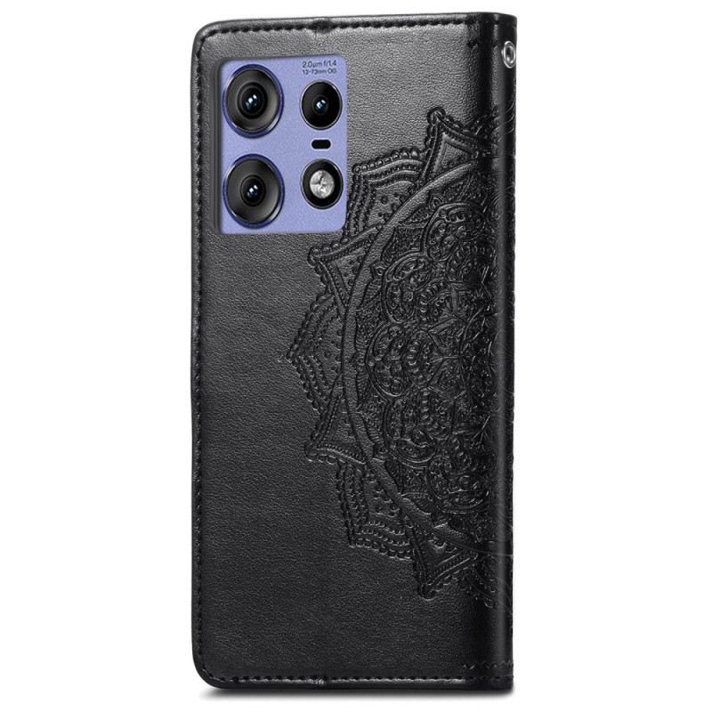 Lederhüllen Motorola Edge 50 Pro Barockes Mandala Mit Riemen