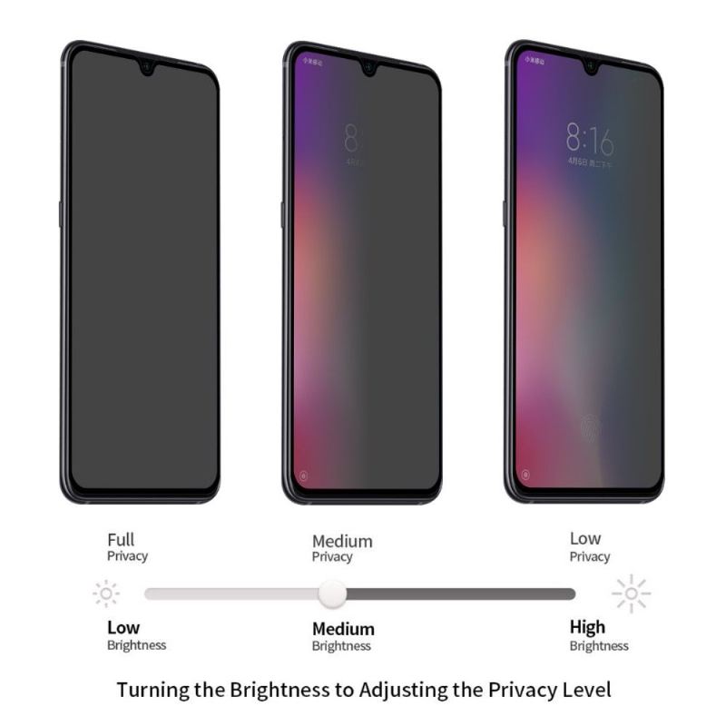 Handyhülle Für Xiaomi Mi 9 - Gehärtetes Glas Und Blickschutzfilter