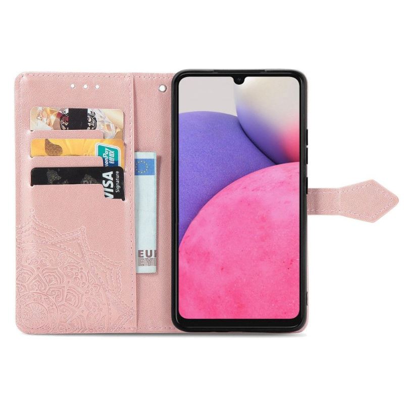 Flip Case Für Samsung Galaxy A33 5G Mandala-relief Aus Kunstleder