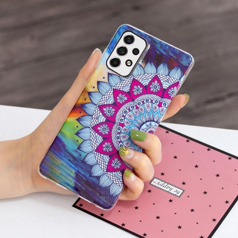 Hülle Für Samsung Galaxy A33 5G Leuchtendes Buntes Mandala