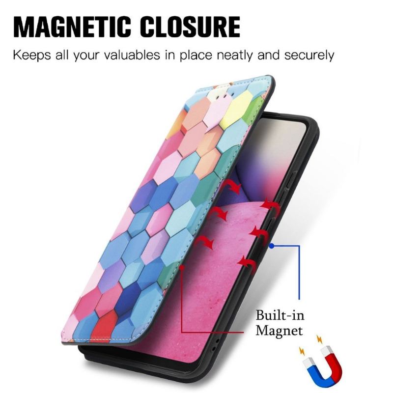 Lederhüllen Für Samsung Galaxy A33 5G Schutzhülle Flip Case Farbiger Waben-flip-flap