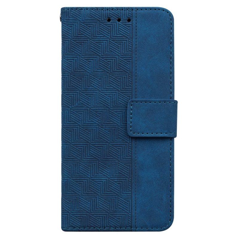 Flip Case Für Oppo Reno 8 Lite Mit Kordel Riemchenmuster