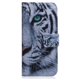 Flip Case Für Oppo Reno 8 Lite Weißer Tiger