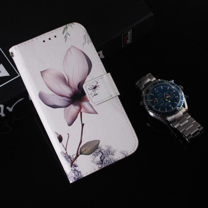 Lederhüllen Für Oppo Reno 8 Lite Pinke Blume