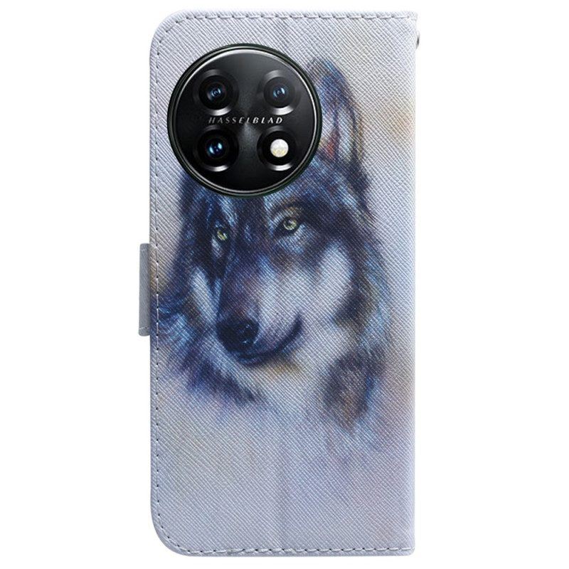 Flip Case Für OnePlus 11 5G Aquarellhund