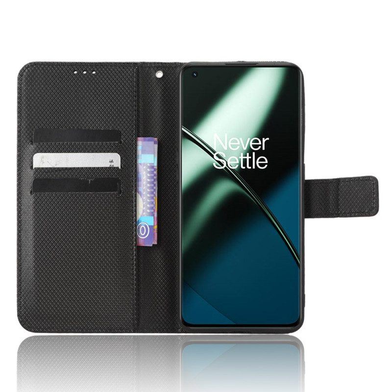 Flip Case Für OnePlus 11 5G Mit Kordel Strukturierter Riemchen