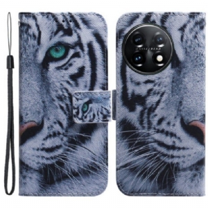 Flip Case Für OnePlus 11 5G Weißer Tiger