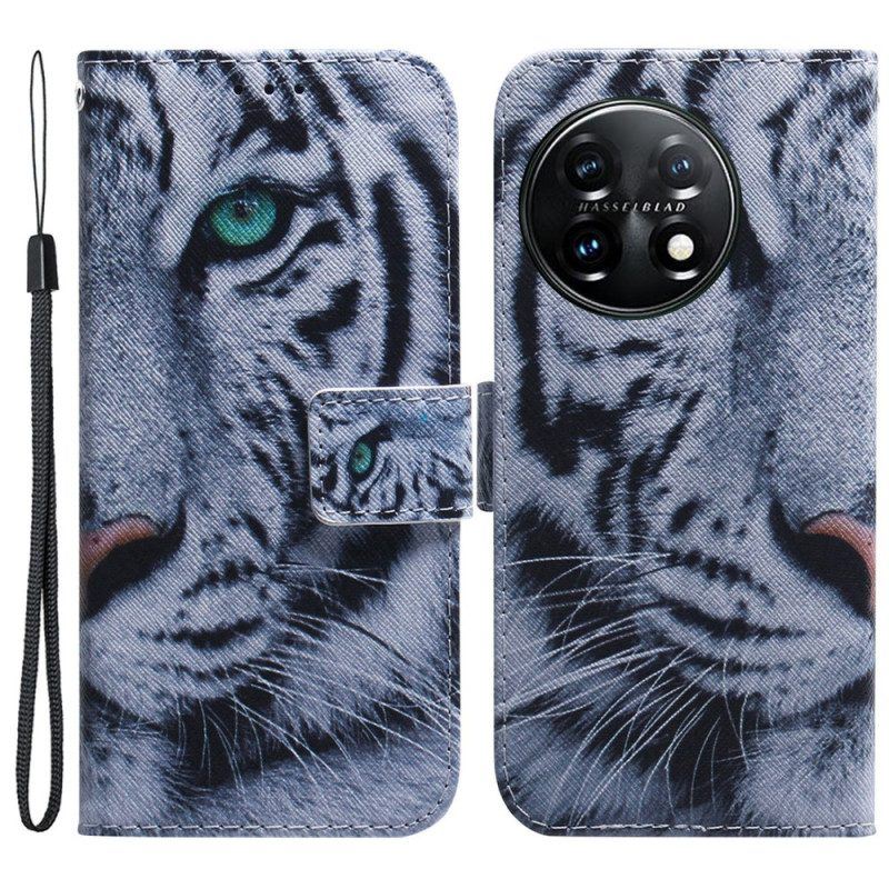 Flip Case Für OnePlus 11 5G Weißer Tiger