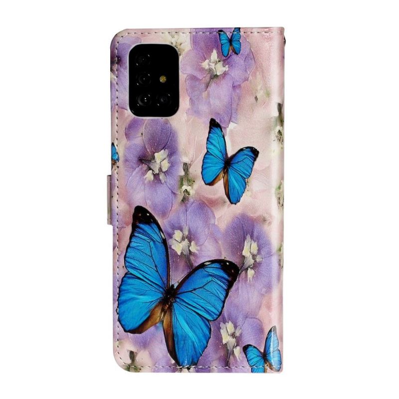 Flip Case Für Samsung Galaxy A71 Blaue Schmetterlinge Und Blumen