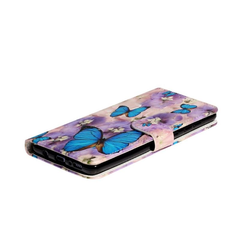 Flip Case Für Samsung Galaxy A71 Blaue Schmetterlinge Und Blumen