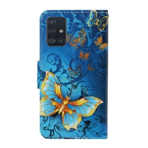 Flip Case Für Samsung Galaxy A71 Goldene Schmetterlinge