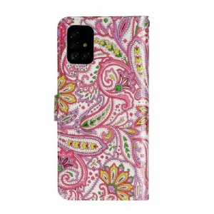 Lederhüllen Für Samsung Galaxy A71 Anti-Sturz Paisley-blume