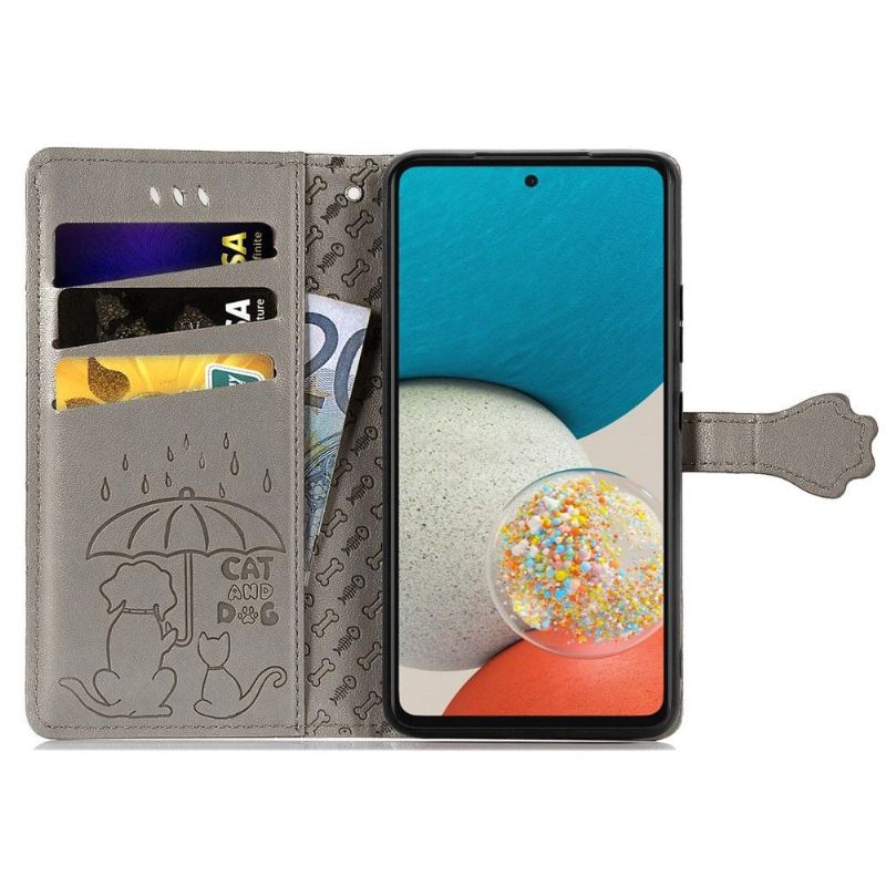 Flip Case Für Samsung Galaxy A53 5G Geprägte Tierleder-optik