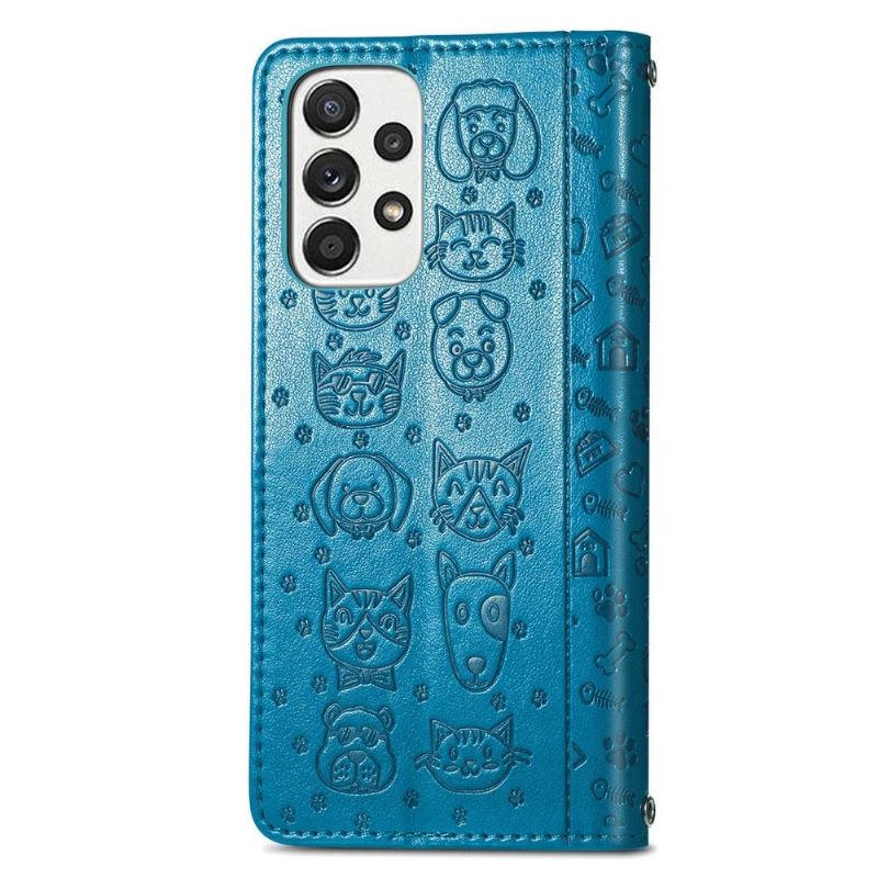 Flip Case Für Samsung Galaxy A53 5G Geprägte Tierleder-optik