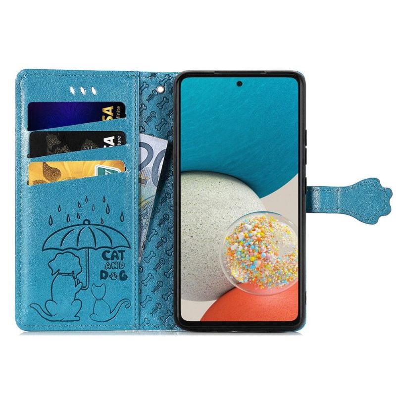 Flip Case Für Samsung Galaxy A53 5G Geprägte Tierleder-optik