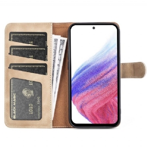 Lederhüllen Für Samsung Galaxy A53 5G Flip Case Zweifarbiger Folio-ständer