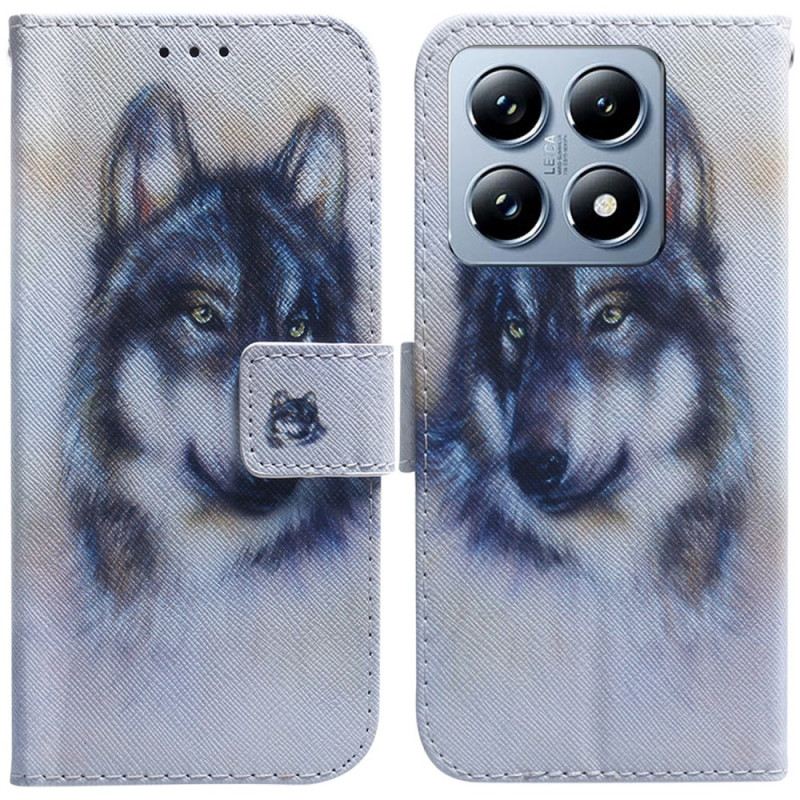 Lederhüllen Xiaomi 14t Pro Aquarell Wolf