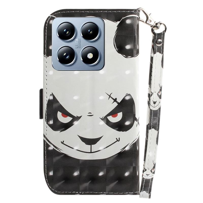 Lederhüllen Xiaomi 14t Pro Wütender Panda Mit Riemen