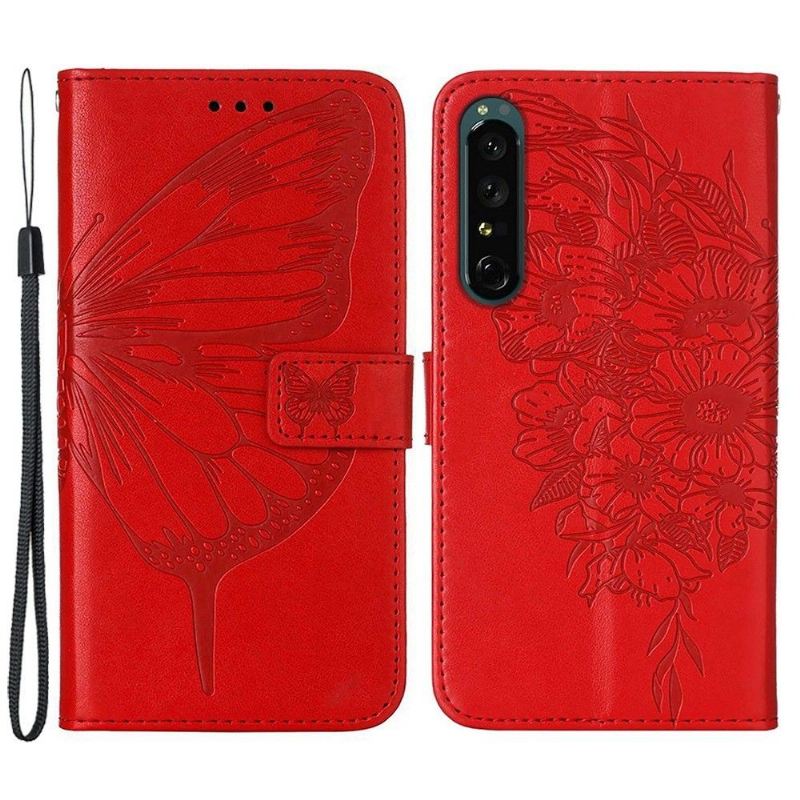 Flip Case Für Sony Xperia 1 IV Schmetterlingsblumen-kartenhalter