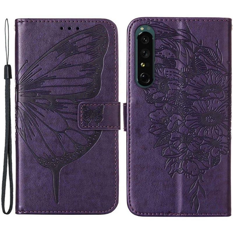 Flip Case Für Sony Xperia 1 IV Schmetterlingsblumen-kartenhalter